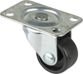 BS Lenkrolle mit Schraubgewinde, Durchmesser 25 mm, Tragfähigkeit 15 kg, Kunststoffrad in Schwarz - Bild 1