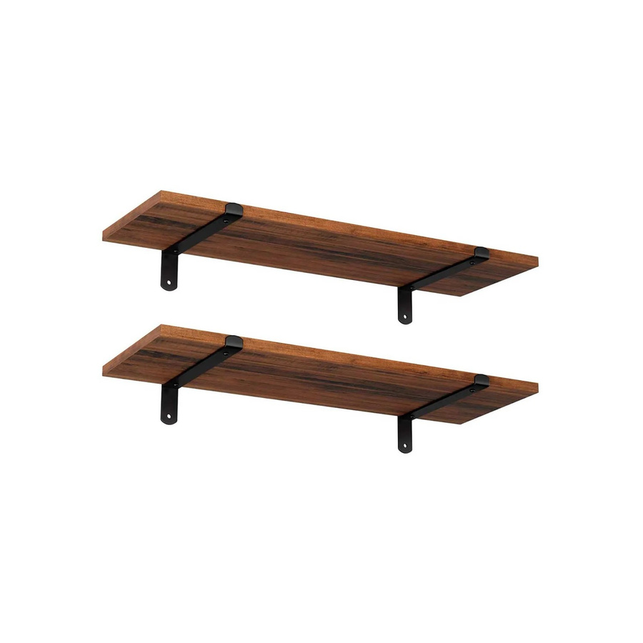 Songmics Schweberegal Set im Retro-Stil aus MDF, 2er-Set, Braun-Schwarz, B: 60 cm, T: 20 cm, H: 7 cm - Bild 2