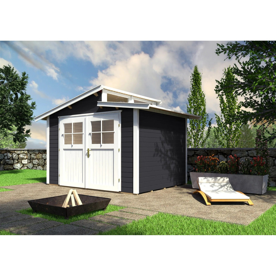WEKA Gartenhaus aus Holz in Anthrazit mit Pultdach und modernem Design B/H/T: 327 x 252 x 209 cm - Bild 2