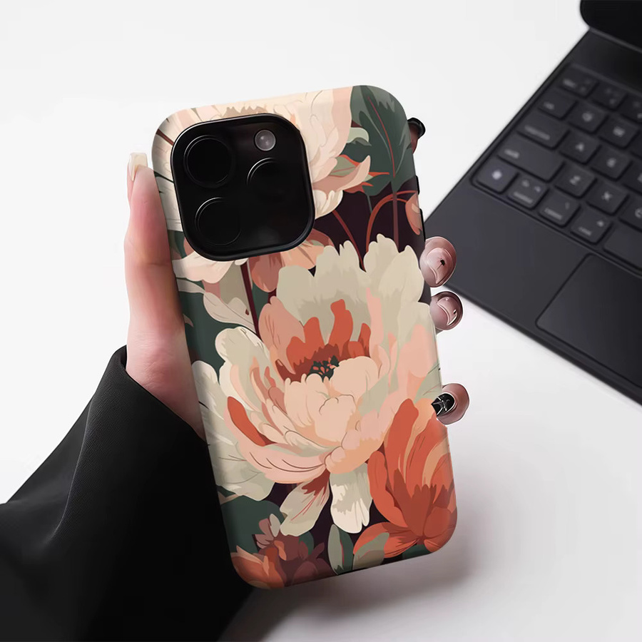 Robuste Pfingstrosen-Handyhülle von Potdemiel für iPhone 17 16 15 14 13 Pro Max Plus mit Magnetfunktion in Multicolour - Bild 4