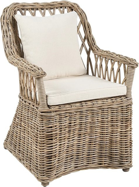 Beliani Sessel in Beige mit Rattan-Boho-Geflecht und Armlehnen, B/T/H: 70 x 53 x 90 cm - Bild 1