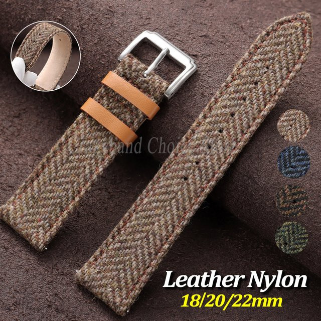 Uhrenarmband crazyband, Leder, Nylon, Vintage, Unisex, 18/20/22mm - Bild 1