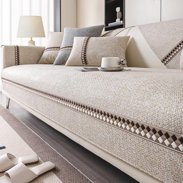Rutschfester Couch-Schonbezug aus Baumwollleinen von Your Warm Home für Sofa und Sessel, Breite: 90 cm, Breite: 240 cm - Bild 1
