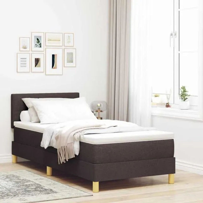 Vidaxl Boxspringbett mit Matratze in Braun aus Stoff, B/T/H: 100 x 200 cm - Bild 1