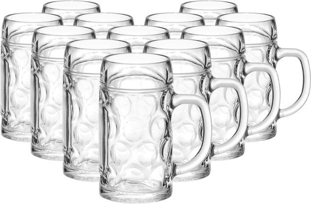 Van Well München Bierkrüge aus Glas, transparent, 12er Set, 0,5 l pro Krug, geeicht - Bild 1