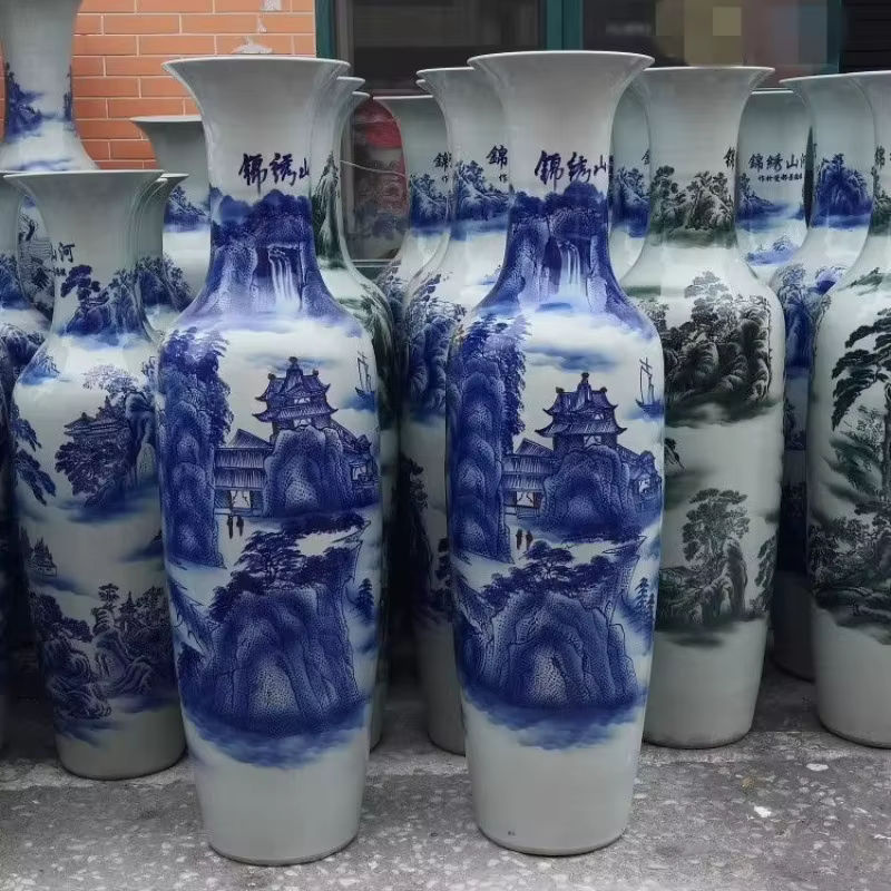 Handbemalte Porzellan-Bodenvase in Weiß mit abstraktem Vintage-Design und bauchiger Form - Bild 3