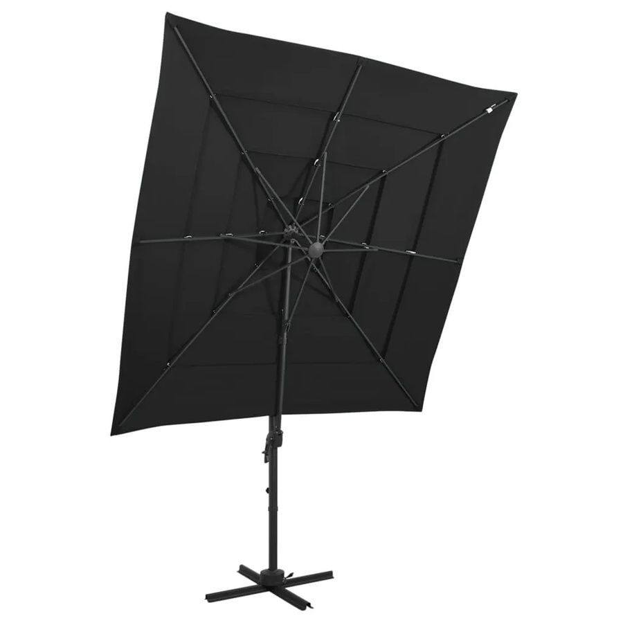 furnicato Sonnenschirm mit Aluminium-Mast aus Polyester in Schwarz, B/T/H: 250 x 250 x 246 cm - Bild 2