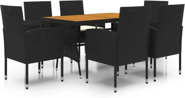 vidaXL 7-tlg Garten-Essgruppe aus Poly Rattan in Schwarz Modell 47 - Bild 1