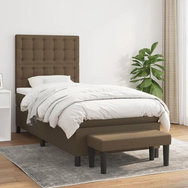 vidaxl Boxspringbett mit Matratze aus Stoff in Braun, B/T/H: 200 x 80 x 118 cm - Bild 1