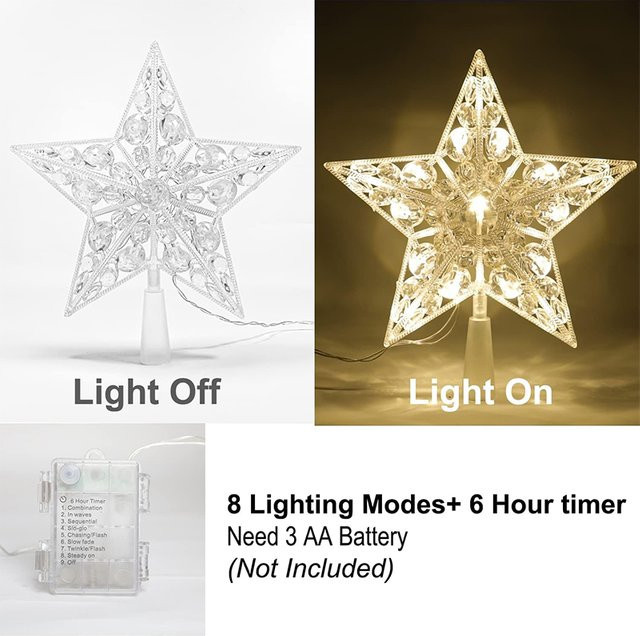 TopStar LED-Leuchtbaumspitze in Form eines fünfzackigen Sterns, transparent und bunt, Höhe: 15 cm - Bild 1