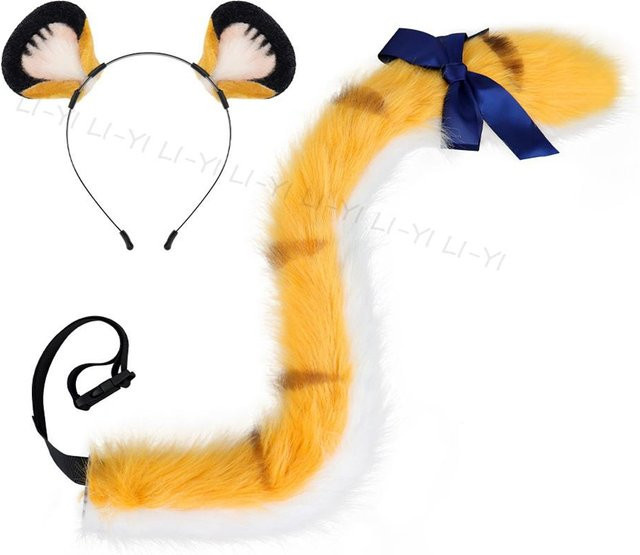 Tiger Cosplay Kopfschmuck und Plüschschwanz 2-teiliges Set - Bild 1