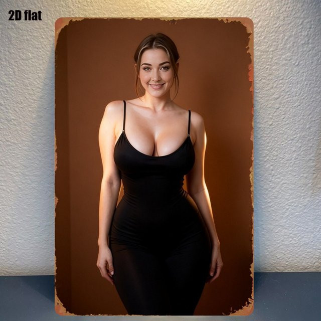Metall-Wanddekoration Portrait Sexy Frau in Mehrfarben, Rechteckig, Breite: 20,32 cm - Bild 1