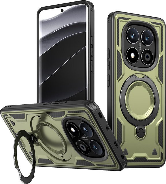 Robuste Panzerhülle mit starkem Magnet-Halter für Xiaomi Redmi Note 15 Pro 4G / 5G und Redmi Note 14 Pro Plus in Schwarz - Bild 1