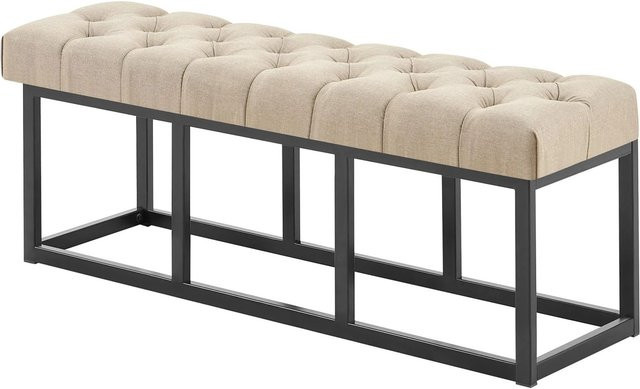 DELUKE Sitzbank MEXICO Polsterbank aus Stoff in Taupe, B/T/H: 120 x 38 x 46 cm - Bild 1