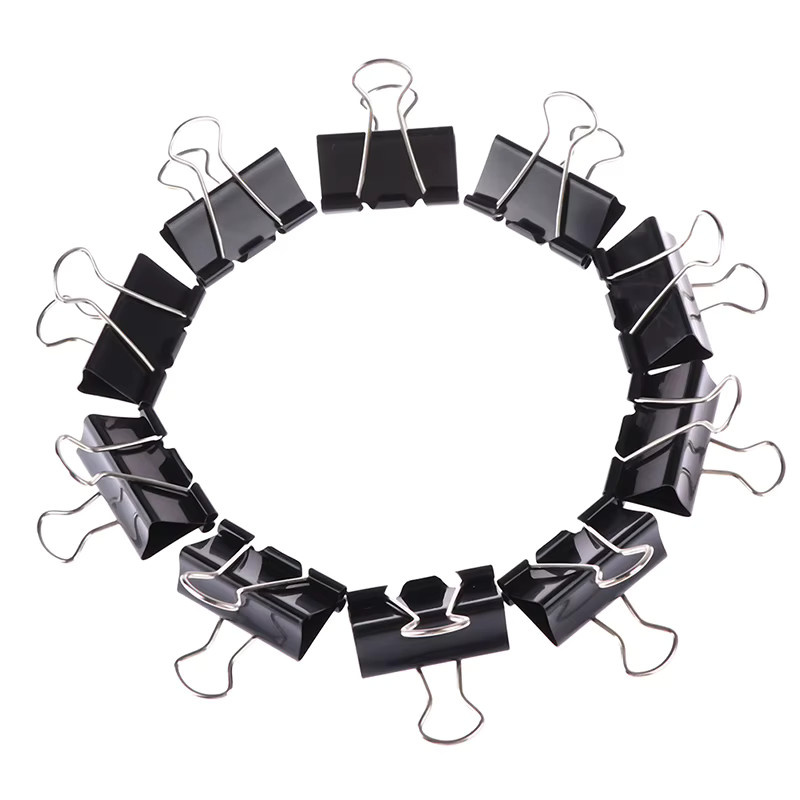 10er Set schwarze Metall Binder Clips für Büro und Notizen - Bild 4