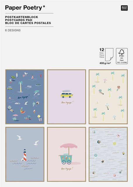 Rico Design Paper Poetry Postkartenblock Maritim in Multicolour mit 12 Stück - Bild 1