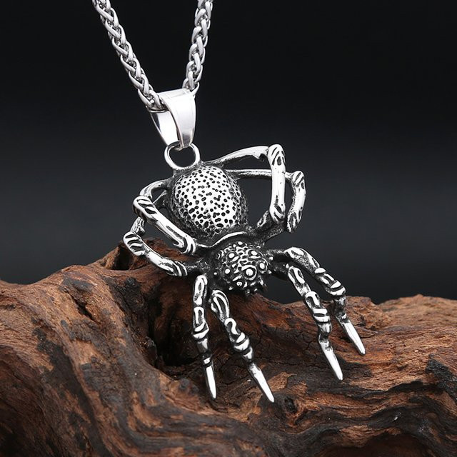 NORTHMAN Anhänger Halskette, Spinne, Edelstahl, Silber, Herren - Bild 1