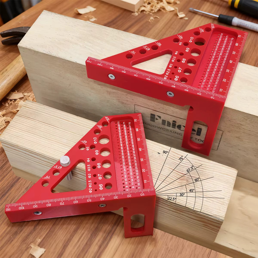 FNICEL 3D-Multi-Winkel-Präzisions-Kombinationswerkzeug aus Kunststoff für präzise Markierungen und Layouts in Blau und Rot - Bild 2
