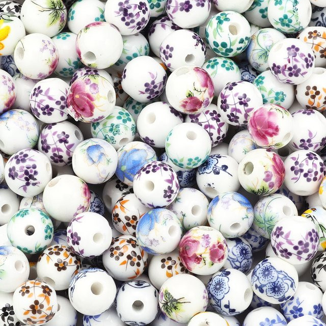 Jingdezhen Keramik Perlen, Bunte Blume, Spacer Perlen für Schmuck DIY - Bild 1
