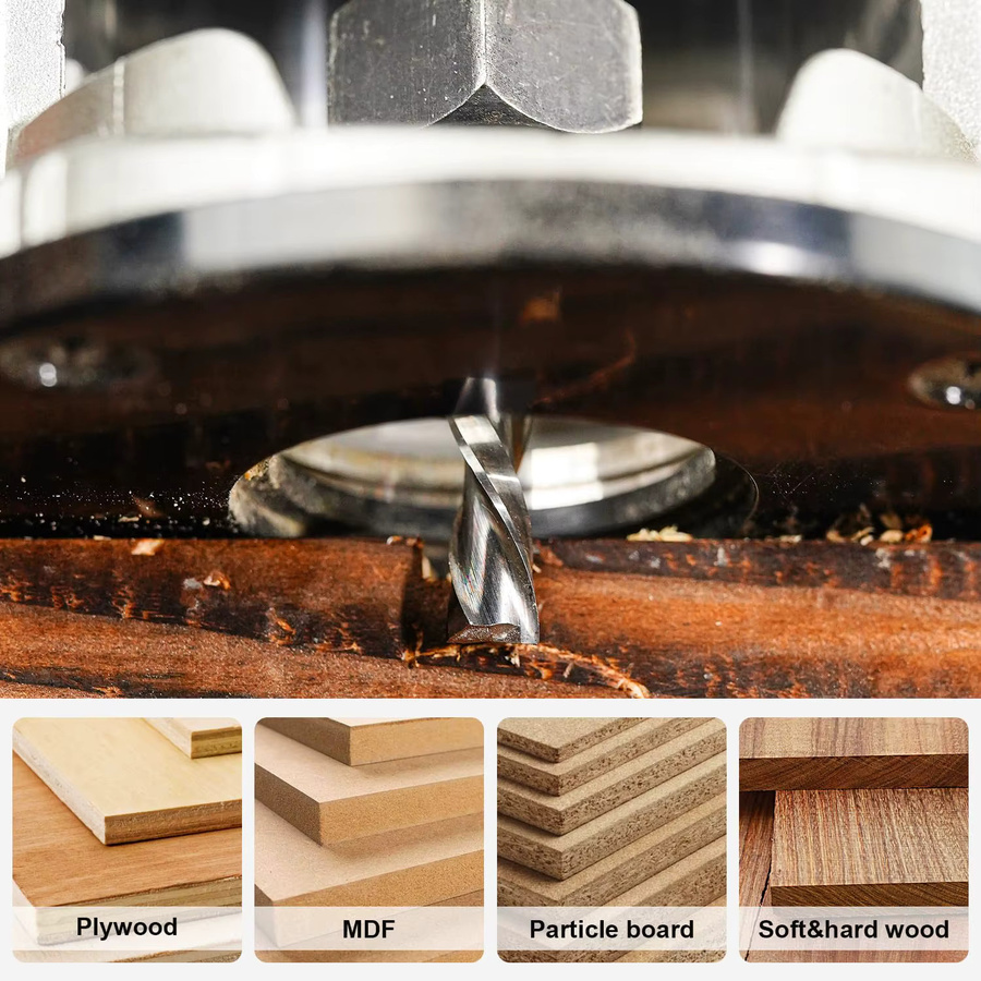 SpeTool Zweischneidiger Spiral-Hartmetall-Kompressionsfräser für Holzbearbeitung und CNC, Farbe: Silber - Bild 2