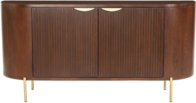 Vente-unique Sideboard Nevili aus Mango-Holz in Naturfarben Dunkel und Goldfarben, Breite: 165 cm - Bild 1
