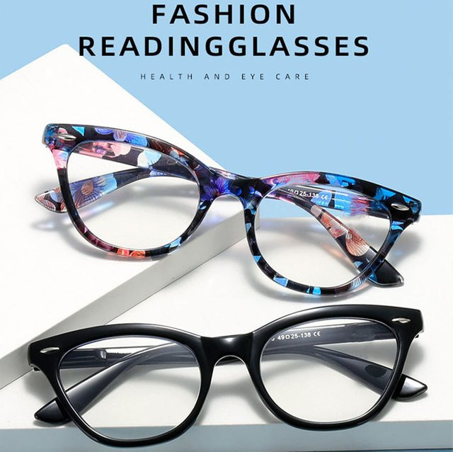 CHUANCHEN Lesebrille Cat-Eye, Vollrand, Kunststoff, Schwarz, Blaulichtfilter - Bild 1