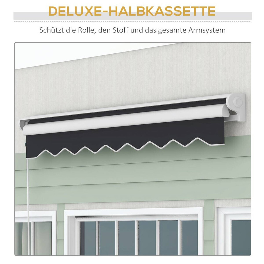 Outsunny Elektrische Gelenkarmmarkise in Grau mit Semi-Cassette aus Aluminium und Polyester, Breite: 250 cm, Höhe: 200 cm, Tiefe: 150 cm - Bild 2
