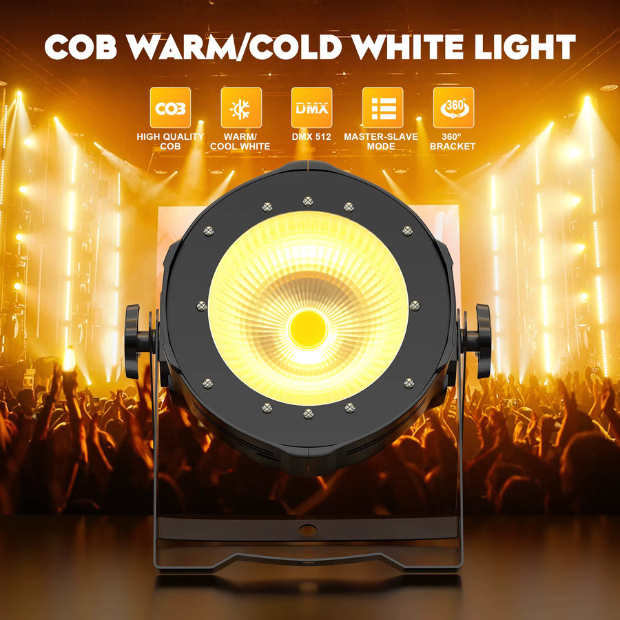 U'King 2er-Set 100W COB LED Par Licht aus Aluminium mit DMX-Steuerung in Warmweiß und Kaltweiß für DJ, Konzert und Party - Bild 2