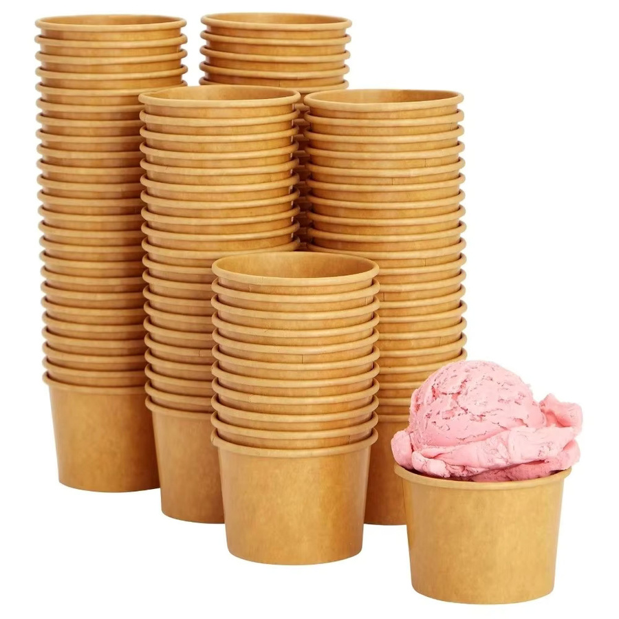 10 Stück Einweg Kraftpapier-Eimer mit Deckel in Braun für Takeaway-Suppen und heiße Speisen, 8oz und 12oz - Bild 2