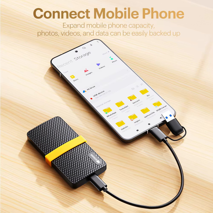 Kodak X200 Externe SSD-Festplatte USB 3.1 Typ-C Mini tragbare SSD in Schwarz mit 1 TB Speicherplatz - Bild 2