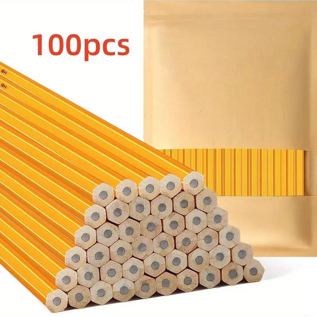 Uniklo HB-Bleistifte aus Holz in Schwarz und Gelb, 100 Stück professionelle Schreibstifte für Schule und Tagebuch - Bild 1