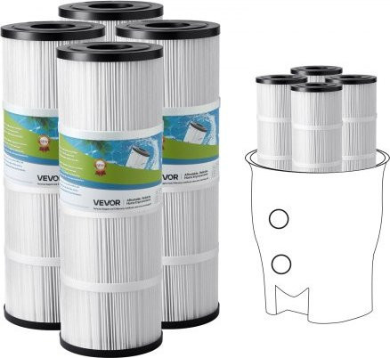 VEVOR Pool-Filterkartuschen 4er-Pack Ersatzfilter für 7,4 m², kompatibel mit Pentair CCP320 und Pleatco PCC80-PAK4 - Bild 1