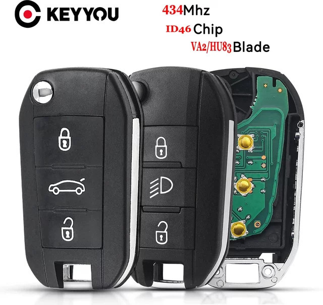 Keyyou Autoschlüssel Fernbedienung für Peugeot und Citroen C-Elysee C4 Cactus in Schwarz - Bild 1