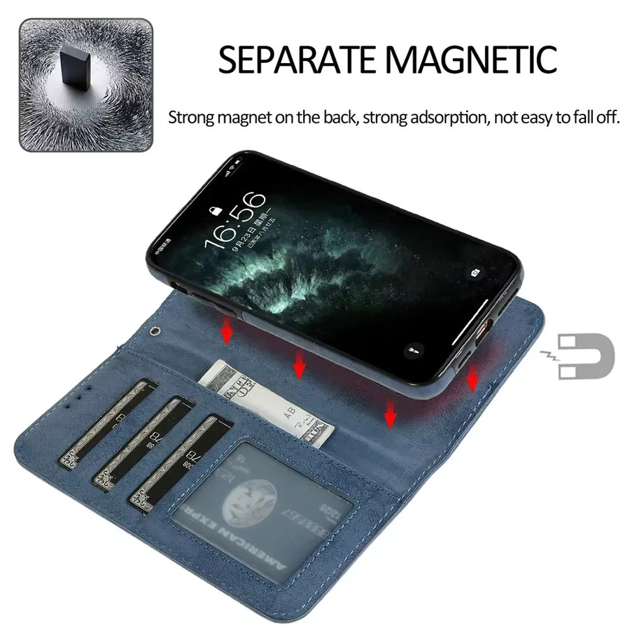 Luxus Leder Flip Wallet Karte Hülle für Apple iPhone 11 bis 16 Pro Max in Purple - Bild 2