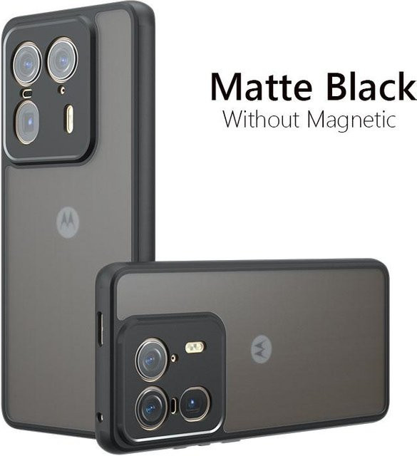 Stoßfeste matte Schutzhülle für Motorola Edge 50 Ultra 5G mit magnetischem kabellosem Ladecase in Schwarz - Bild 1