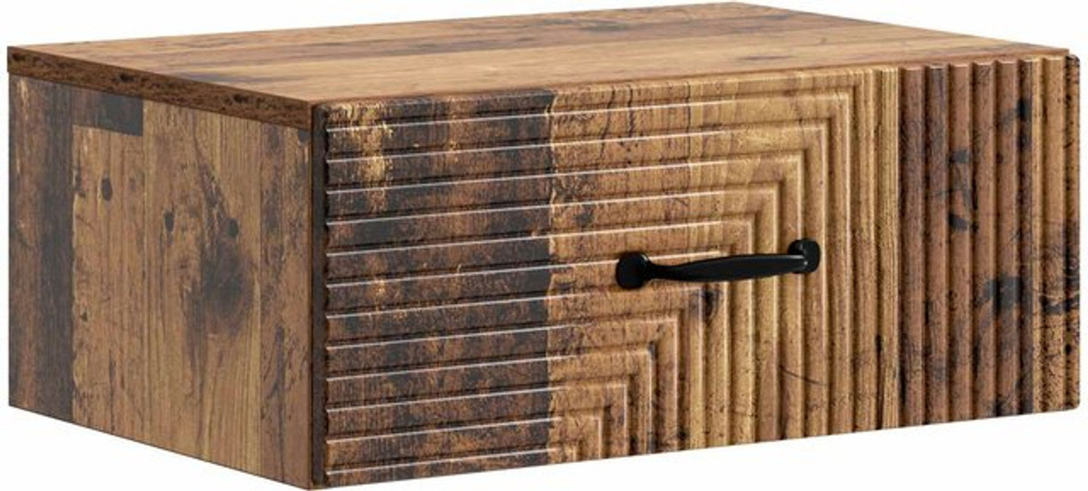 Wandmontierter Nachttisch aus Altholz von vidaXL in Braun, Modernes Industrial Design, B/H/T: 49 x 34,5 x 20 cm - Bild 1