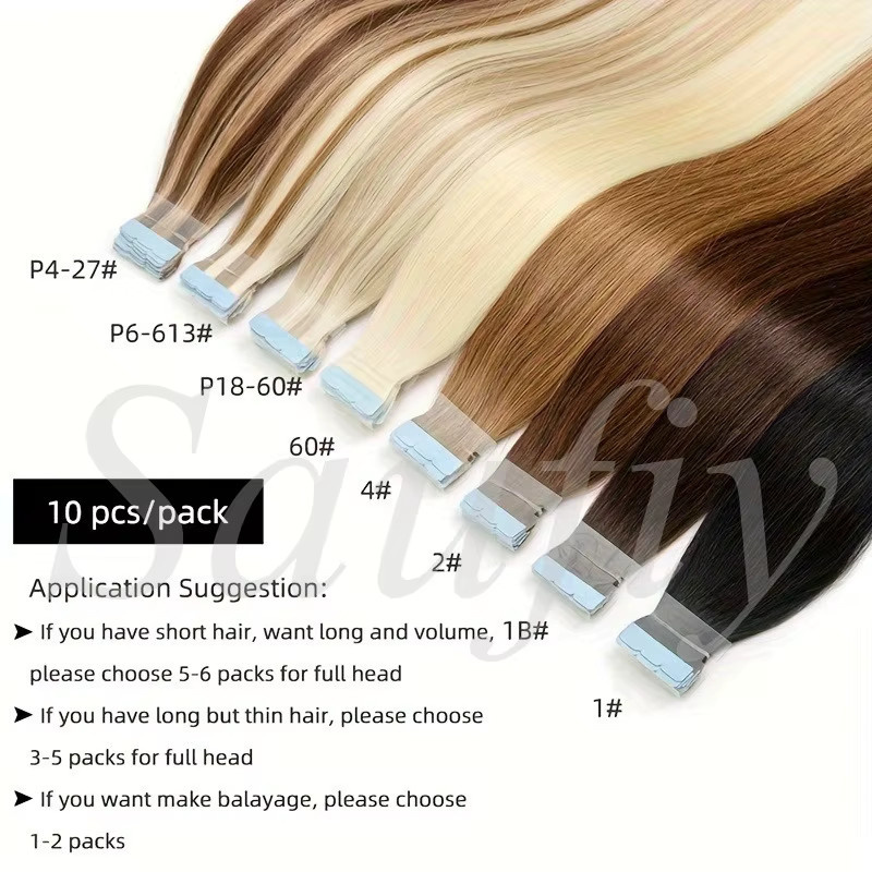 isheeny Tape-in Echthaar-Extensions, doppelseitig, 10 Stück, verschiedene Farben - Bild 3