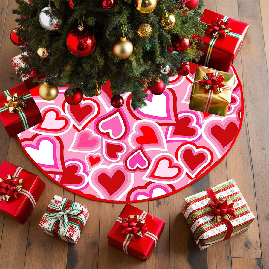VIKAMA Weihnachtsbaumrock mit Pink Heart Design in Pink für deine Heimdekoration - Bild 6