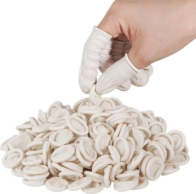 QIAO Einweg-Fingerlinge aus Latex, mittelgroß, antistatisch, Gummi-Fingerspitzen-Schutz für Epoxidharz und handgefertigten Schmuck - Bild 1