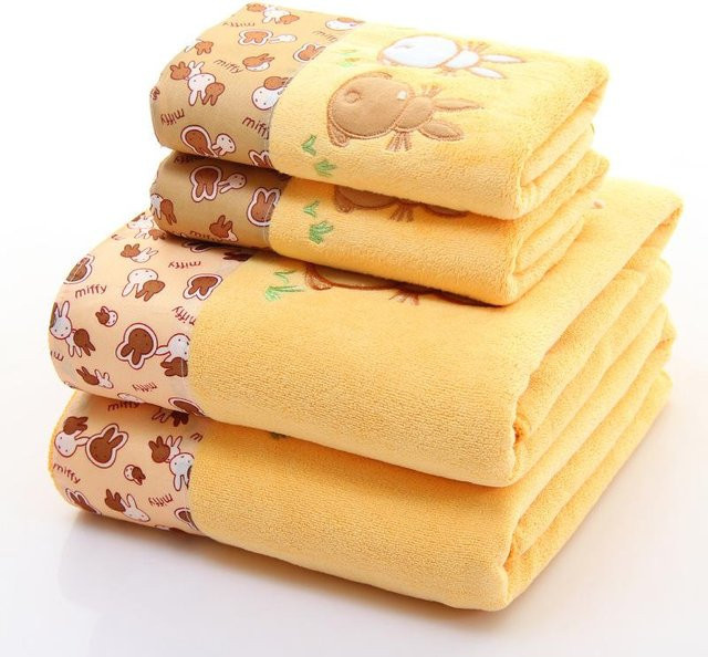 ZHPBD Mikrofaser Handtuch Set mit Spitze und Bestickung, gelb, B/H: 35 x 75 cm - Bild 1