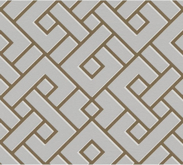 Michalsky Living Change Vliestapete Grafik in Grau und Gold Metallic mit abstraktem geometrischem Design - Bild 1