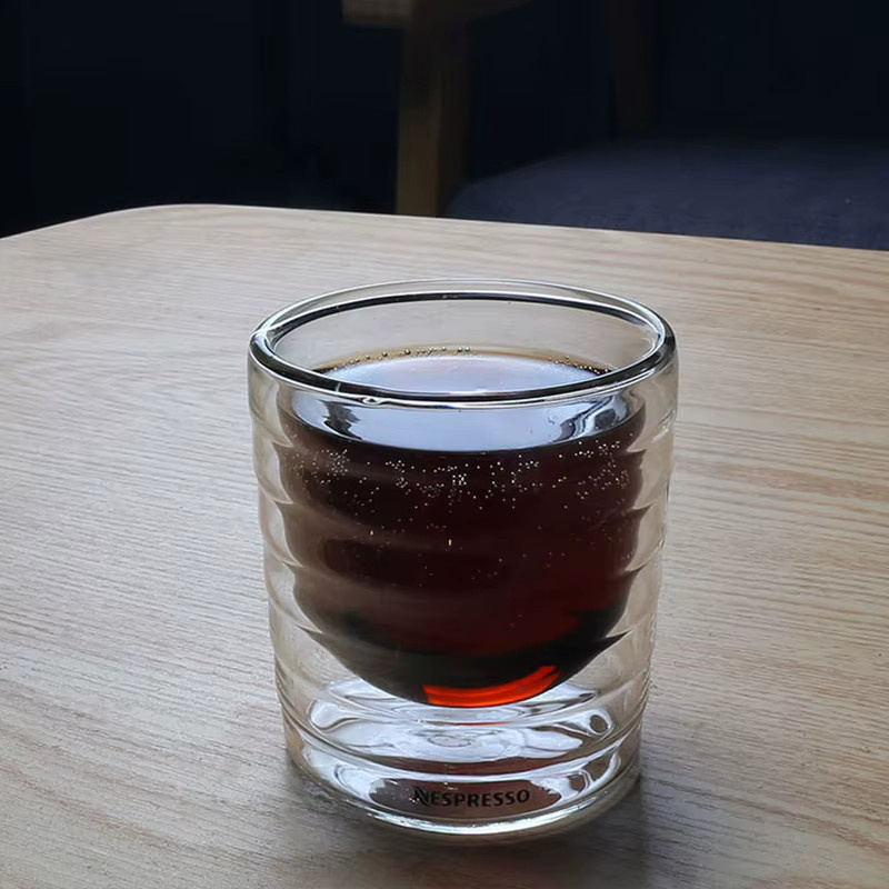 RSCHEF Espresso Tasse aus doppelwandigem Klarglas, stapelbarer isolierter Glasbecher, transparent, 85 ml - Bild 4