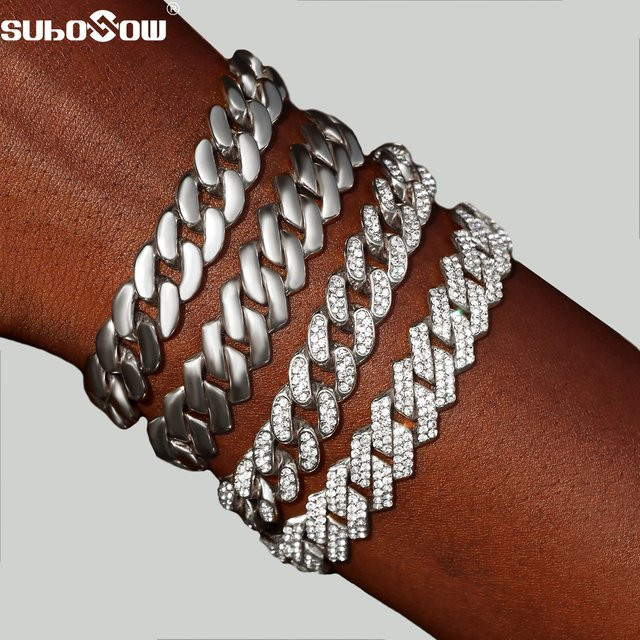 SUBOLLOW Cuban Link Armband, Silber, Kristall, Unisex - Bild 1