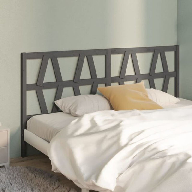 vidaXL Kopfteil aus Massivholz Kiefer in Grau, B/H: 206 x 100 cm, Tiefe: 4 cm - Bild 1