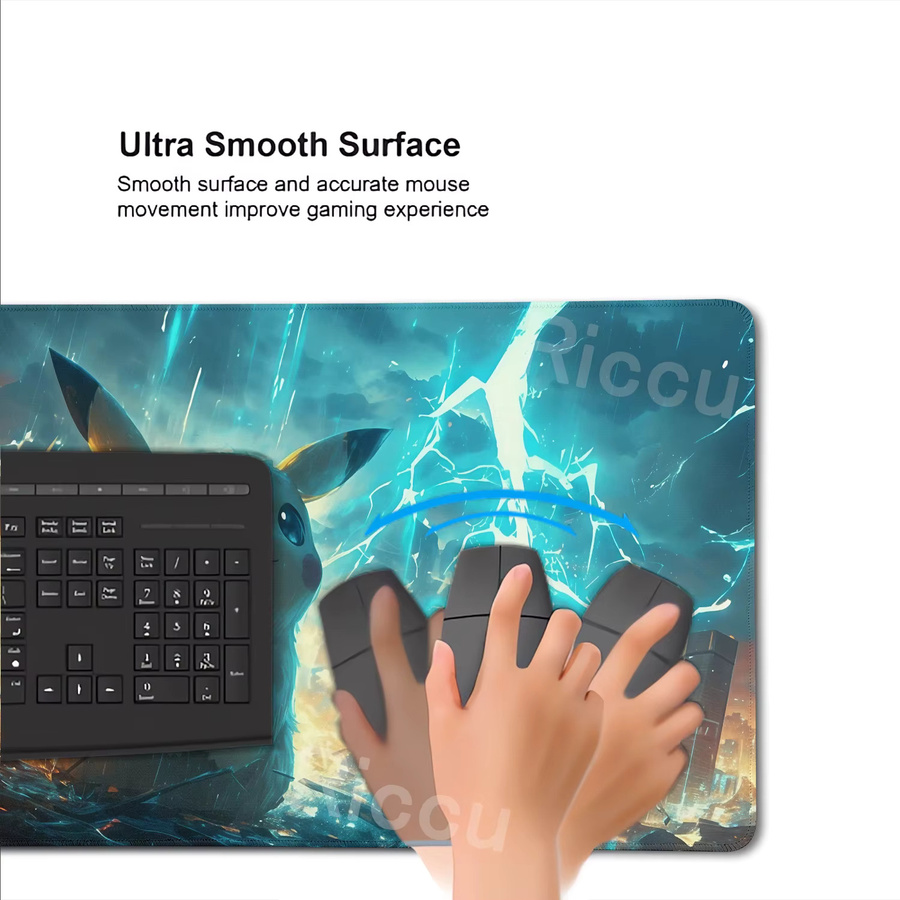 Potdemiel Leder-Mauspad Pokemon P-Pikachu in Multicolour, rutschfeste Gaming-Mausmatte mit verstärktem Rand für PC und Tastatur - Bild 3
