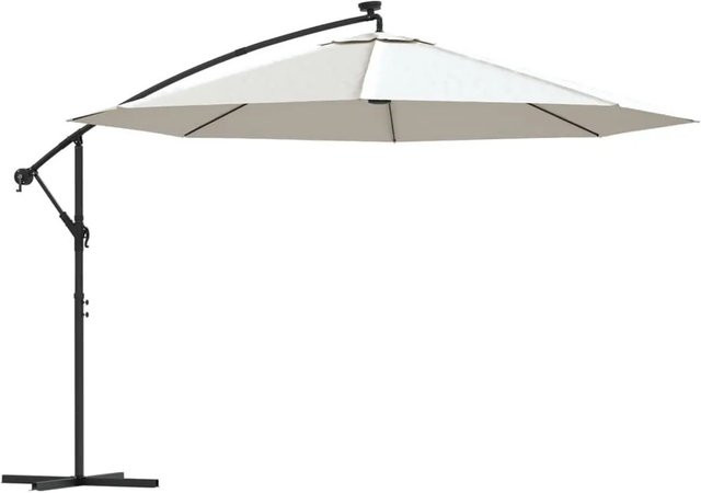 vidaXL Ampelschirm mit LED-Beleuchtung aus Polyester und Metall in Sandfarben, Höhe: 350 cm - Bild 1