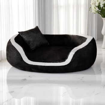 Tierlando PEPPER Orthopädisches Hundebett Hundesofa aus Velours in Schwarz, B: 135 cm, H: 30 cm, T: 100 cm - Bild 2