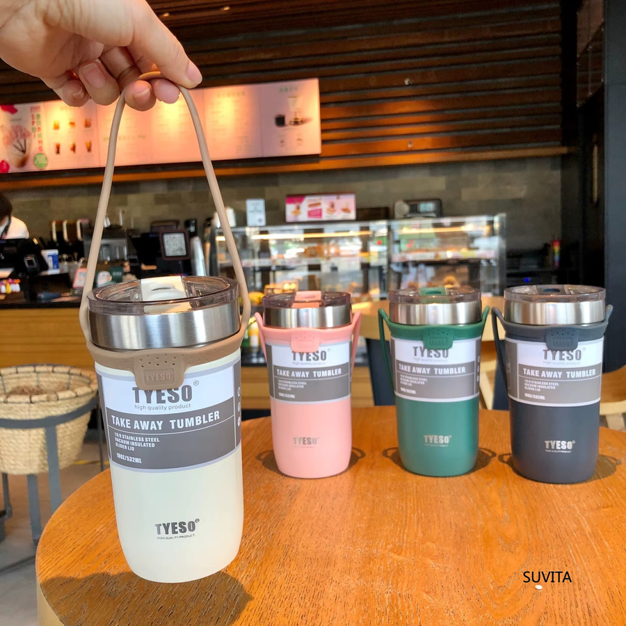 Tyeso Thermoskanne aus Edelstahl in Blau mit Strohhalm, isolierte Kaffeetasse und Isolierflasche, 550 ml oder 710 ml - Bild 2