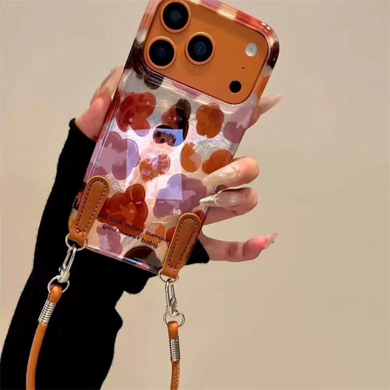 Vortex-Print Handyhülle mit Handschlaufe und Graffiti Leopardenmuster für iPhone 11 bis 17 Pro Max, Multicolour - Bild 2