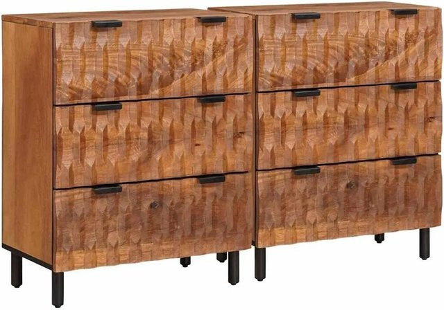 2er-Set vidaXL Sideboard aus Mangoholz in Braun, B/T/H: 60 x 33 x 75 cm - Bild 1